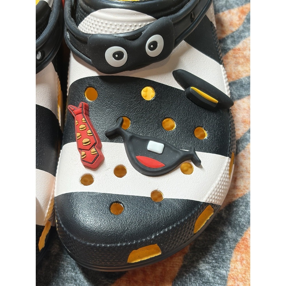 Crocs Hamburglar Men's Cartoon Sandals Black White Yellow Colorblock Size 11 - Picture 5 of 9